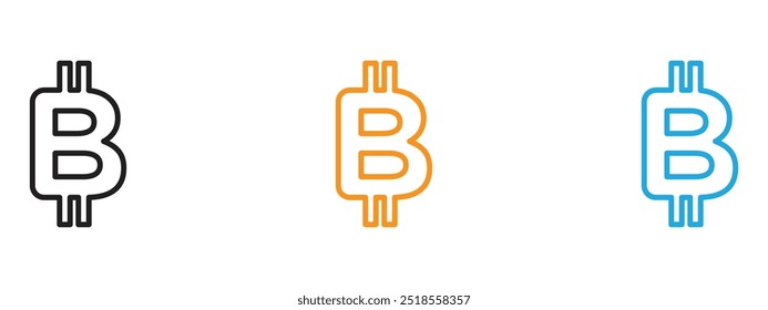 Bitcoin Icon Thin line illustration set