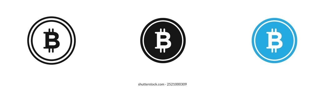 Ilustração da linha fina do ícone Bitcoin