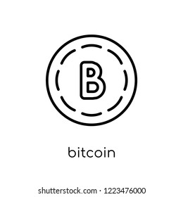 Bitcoin icon. Trendy modern flat linear vector Bitcoin icon on white background from thin line Cryptocurrency economy and finance collection, editable outline stroke vector illustration