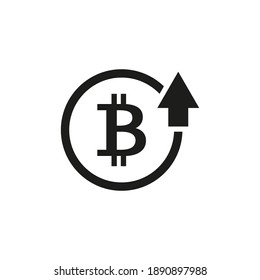 Bitcoin up icon. Vector illustration. Flat design.  