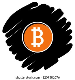 Bitcoin icon vector illustration on black background. Eps10