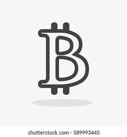 Bitcoin icon. Vector illustration style is flat iconic symbols, gray color, white background.