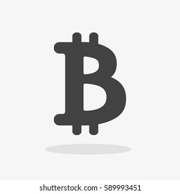 Bitcoin icon. Vector illustration style is flat iconic symbols, gray color, white background.