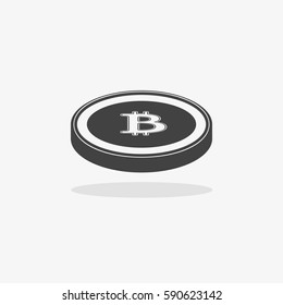 Bitcoin icon. Vector illustration style is flat iconic symbols, gray color, white background.