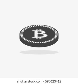 Bitcoin icon. Vector illustration style is flat iconic symbols, gray color, white background.