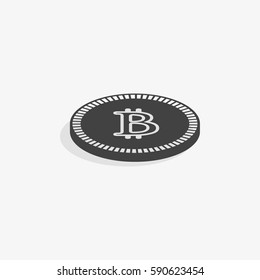 Bitcoin icon. Vector illustration style is flat iconic symbols, gray color, white background.