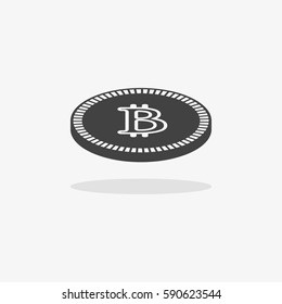 Bitcoin icon. Vector illustration style is flat iconic symbols, gray color, white background.