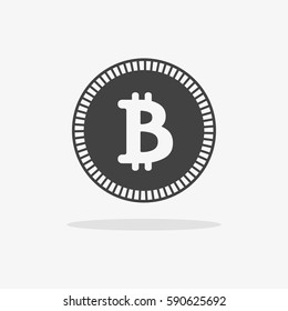Bitcoin icon. Vector illustration style is flat iconic symbols, gray color, white background.