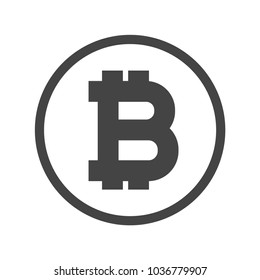 Bitcoin icon, vector sign, payment symbol, coin logo. Crypto currency, virtual electronic, internet money. Black emblem isolated on white. Cryptocurrency e-commerce concept