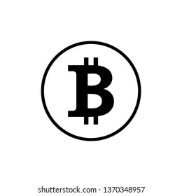 Bitcoin icon, vector sign, payment symbol, coin logo. Crypto currency, virtual electronic, internet money. black emblem isolated on white. Cryptocurrency e-commerce concept