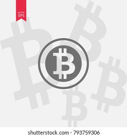 Bitcoin icon, vector sign, payment symbol, coin logo. Crypto currency, virtual electronic, internet money. Black emblem isolated on white. Cryptocurrency e-commerce concept