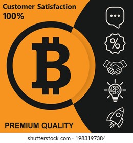 Icono de bitcoin. Con opción de fondo amarillo y negro