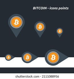 Bitcoin icons, buttons pointer vector