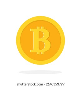 Bitcoin. Bitcoin icons isolated on white background. Sign of cryptocurrency. Crypto coin symbol. Gold logo of btc. Blockchain and crypto currency. Virtual commerce. Vector.