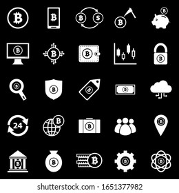 Iconos de bitcoin sobre fondo negro, vector de stock
