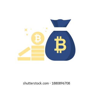 Bitcoin icons on white background vector illustration.
