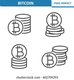 Bitcoin Icons. Professional, pixel perfect icons optimized for both large and small resolutions. EPS 8 format. 5x size for preview.