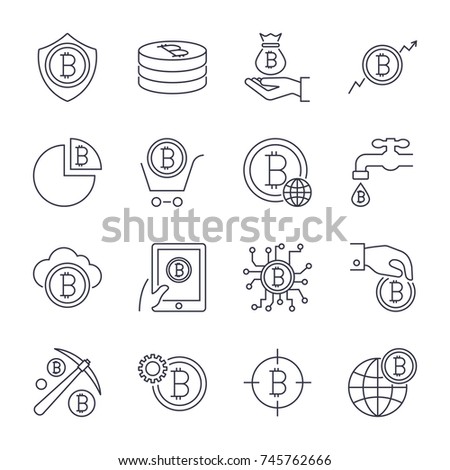 Bitcoin Icons Set Online Money Symbol Stock Vector Royalty Free - 