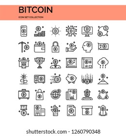 Bitcoin Icons Set. UI Pixel Perfect Well-crafted Vector Thin Line Icons. The illustrations are a vector.