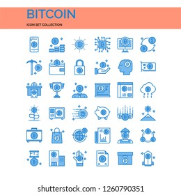 Bitcoin Icons Set. UI Pixel Perfect Well-crafted Vector Thin Line Icons. The illustrations are a vector.