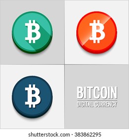 Bitcoin icons set. Vector illustration.