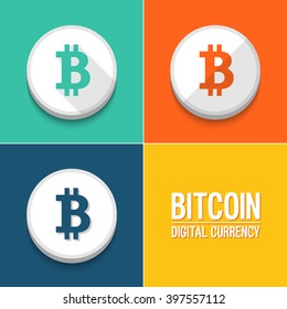 Bitcoin icons set. Vector illustration.