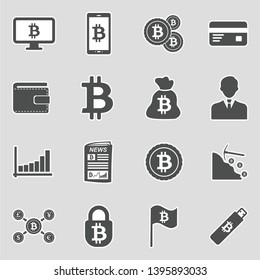 Bitcoin Icons. Sticker Design. Vector Illustration.