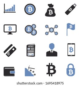 Bitcoin Icons. Two Tone Flat Design. Vector Illustration.
