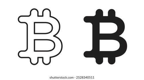 Bitcoin icons. Vector set in filled and line style.