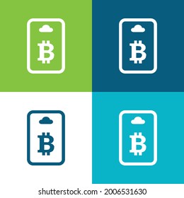 Símbolo de tarjeta de identificación de Bitcoin Juego de iconos mínimo de cuatro colores
