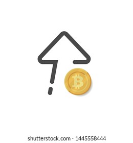 Bitcoin up illustration with arrow icon. Vector illustration