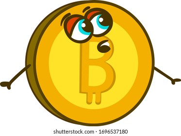 Bitcoin, illustration, vector on white background