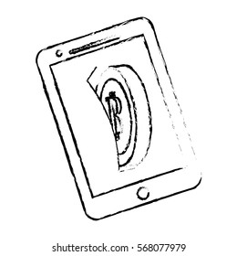 bitcoin image, digital money symbol in the smatphone