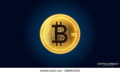 Bitcoin image on the background, Decentralized Finance concept