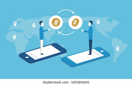 bitcoin image,with world map,vetor illustration