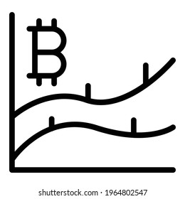 Bitcoin increase icon. Outline Bitcoin increase vector icon for web design isolated on white background