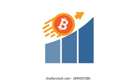 Bitcoin increased vector. Bitcoin crypto logo