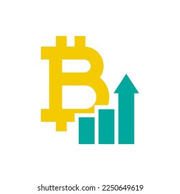 Bitcoin increasing. Money growth icon flat style isolated on white background. Vector illustration