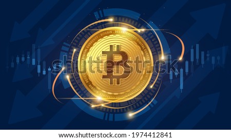 Bitcoin with indicators in futuristic concept