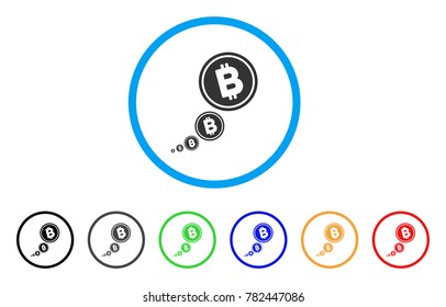 Bitcoin Inflation rounded icon. Style is a flat gray symbol inside light blue circle with bonus color versions. Bitcoin Inflation vector designed for web and software interfaces.