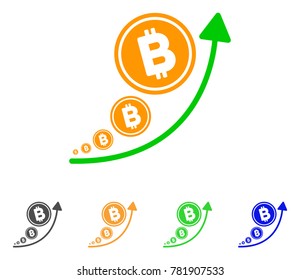 Bitcoin Inflation Trend icon. Vector illustration style is a flat iconic bitcoin inflation trend symbol with gray, green, blue, yellow color versions. Designed for web and software interfaces.