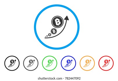 Bitcoin Inflation Trend rounded icon. Style is a flat gray symbol inside light blue circle with bonus colored variants. Bitcoin Inflation Trend vector designed for web and software interfaces.