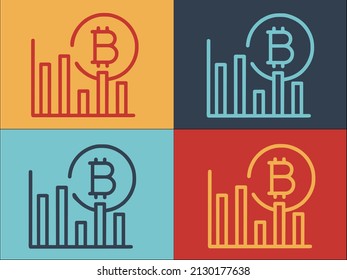 Plantilla de logotipo de Bitcoin Infochart, icono plano simple de infochart, icono,vector