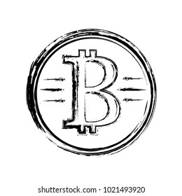 Bitcoin ink drawing, vintage style for t shirt and printing.