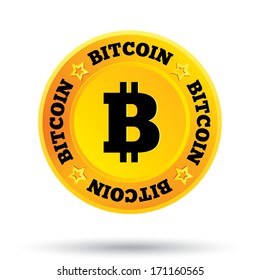 Bitcoin. Innovative cryptography currency. Open source P2P (peer-to-peer) payment network. Digital money for internet business. Vector.