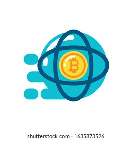 Bitcoin inside atom design of Cryptocurrency money currency exchange financial bank web internet market electronic finance and net theme Vector illustration