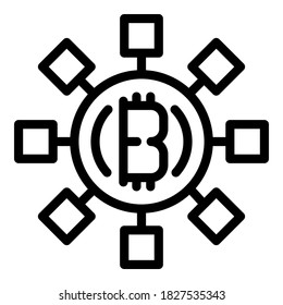 Icono de interés de bitcoin. Icono de vector de interés de bitcoin de esquema para diseño web aislado en fondo blanco