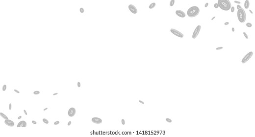 Bitcoin, internet currency coins falling. Scattered black and white BTC disorderly coins. Jackpot or success concept. Cool wide corners vector illustration.