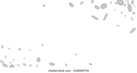 Bitcoin, internet currency coins falling. Scattered black and white BTC disorderly coins. Jackpot or success concept. Cool wide corners vector illustration.
