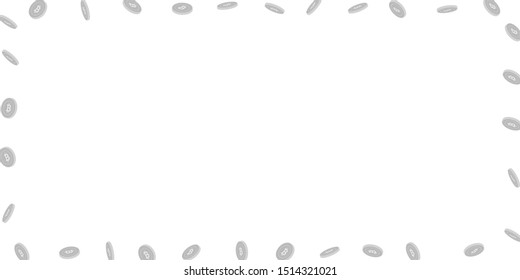 Bitcoin, internet currency coins falling. Scattered black and white BTC sparse coins. Jackpot or success concept. Divine wide frame vector illustration.